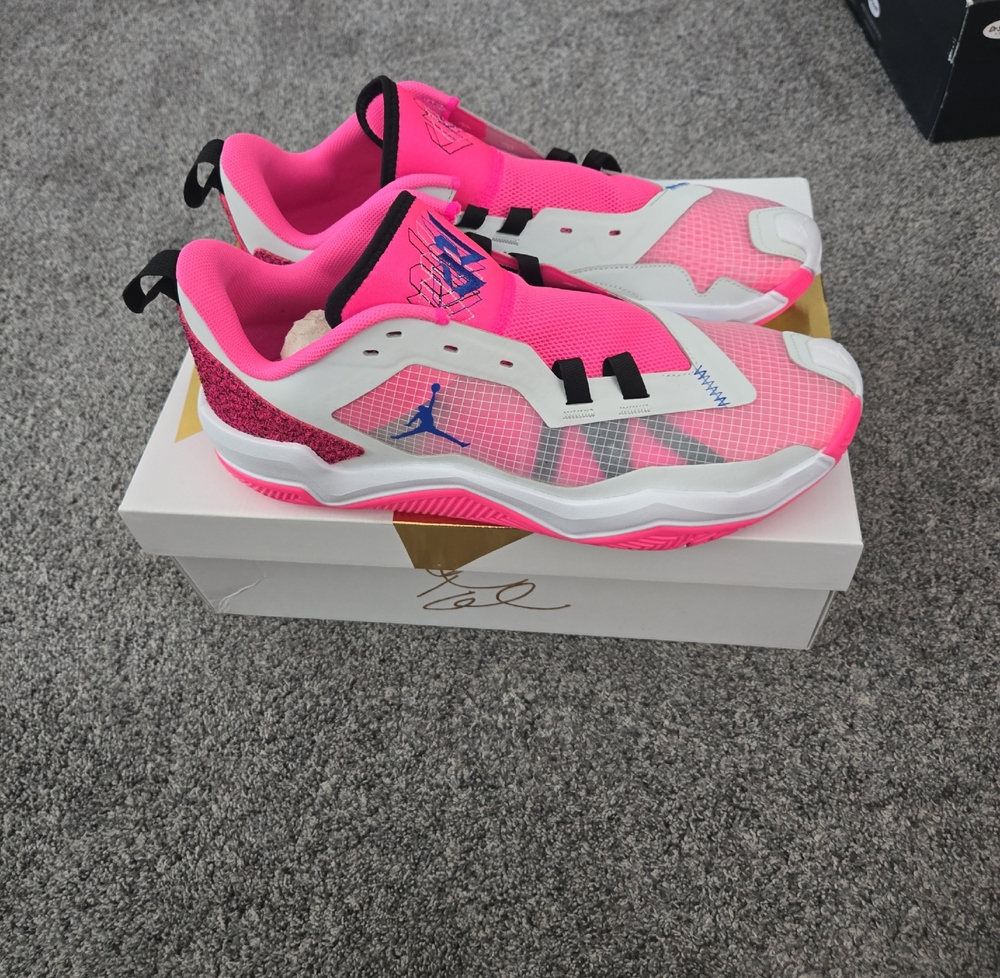 Jordan Pink and White Sneakers